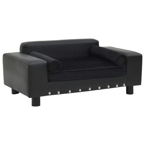 VidaXL Sofa dla psa, czarna, 81x43x31 cm, plusz i sztuczna skóra