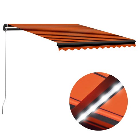  Ręcznie zwijana markiza z LED, 300x250 cm, pomarańczowo-brązowa