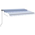  Ręcznie zwijana markiza z LED, 350 x 250 cm, niebiesko-biała