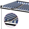  Ręcznie zwijana markiza z LED, 350 x 250 cm, niebiesko-biała