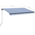  Ręcznie zwijana markiza z LED, 350 x 250 cm, niebiesko-biała
