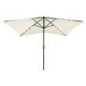  Parasol ogrodowy z LED i stalowym słupkiem, piaskowy, 2x3 m