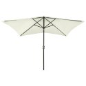  Parasol ogrodowy z LED i stalowym słupkiem, piaskowy, 2x3 m