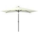  Parasol ogrodowy z LED i stalowym słupkiem, piaskowy, 2x3 m