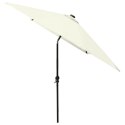  Parasol ogrodowy z LED i stalowym słupkiem, piaskowy, 2x3 m