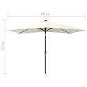  Parasol ogrodowy z LED i stalowym słupkiem, piaskowy, 2x3 m