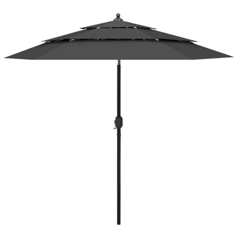  3-poziomowy parasol na aluminiowym słupku, antracytowy, 2,5 m