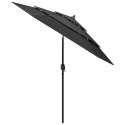  3-poziomowy parasol na aluminiowym słupku, antracytowy, 2,5 m