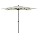  3-poziomowy parasol na aluminiowym słupku, piaskowy, 2,5x2,5 m