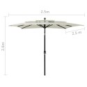  3-poziomowy parasol na aluminiowym słupku, piaskowy, 2,5x2,5 m