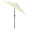  3-poziomowy parasol na aluminiowym słupku, piaskowy, 2,5 m