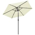  3-poziomowy parasol na aluminiowym słupku, piaskowy, 2,5 m