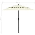  3-poziomowy parasol na aluminiowym słupku, piaskowy, 2,5 m