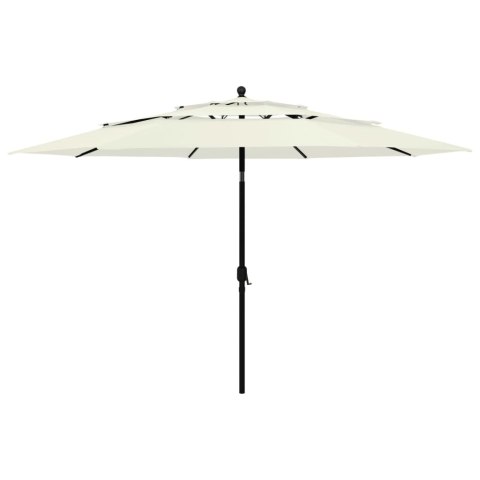  3-poziomowy parasol na aluminiowym słupku, piaskowy, 3,5 m