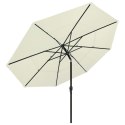  3-poziomowy parasol na aluminiowym słupku, piaskowy, 3,5 m