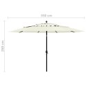  3-poziomowy parasol na aluminiowym słupku, piaskowy, 3,5 m