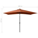  Parasol ogrodowy z LED i stalowym słupkiem, terakota, 2x3 m