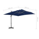  Parasol wiszący z aluminiowym słupkiem, 3x3 m, niebieski