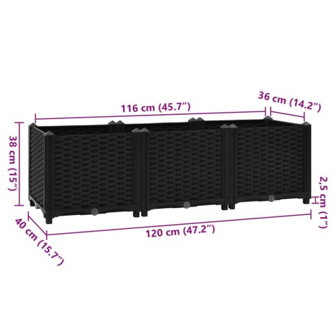 Donica do podniesionej rabaty, 120x40x38 cm, polipropylen Donica do podniesionej rabaty, 120x40x38 cm, polipropylen