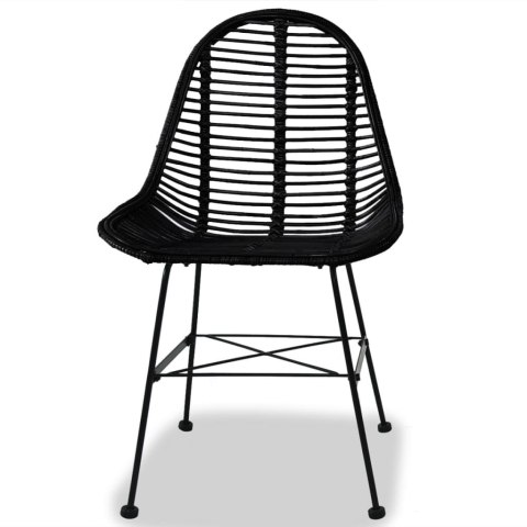 Krzesła stołowe, 2 szt., czarne, naturalny rattan Krzesła stołowe, 2 szt., czarne, naturalny rattan