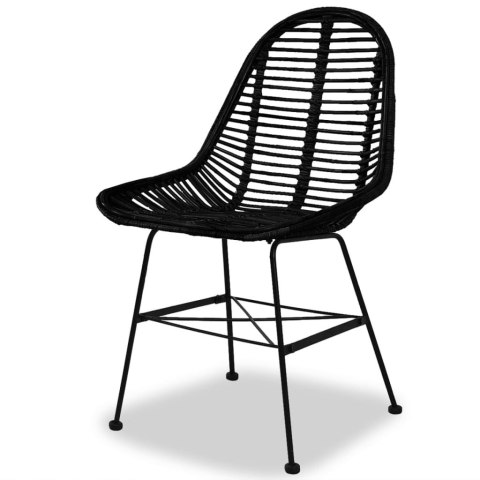 Krzesła stołowe, 2 szt., czarne, naturalny rattan Krzesła stołowe, 2 szt., czarne, naturalny rattan