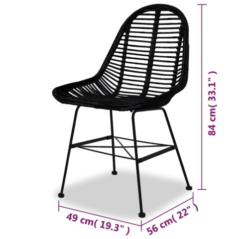 Krzesła stołowe, 2 szt., czarne, naturalny rattan Krzesła stołowe, 2 szt., czarne, naturalny rattan