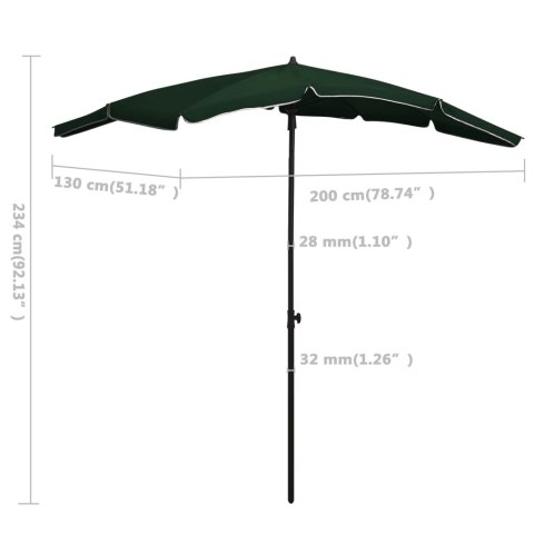 Parasol ogrodowy na słupku, 200x130 cm, zielony Parasol ogrodowy na słupku, 200x130 cm, zielony