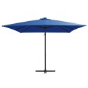  Parasol wiszący z LED i stalowym słupkiem 250x250 cm, niebieski