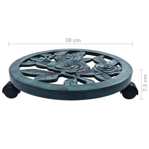 Stojaki na kółkach pod donice, 6 szt., zielone, 38 cm, plastik Stojaki na kółkach pod donice, 6 szt., zielone, 38 cm, plastik