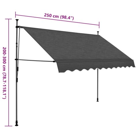 Ręcznie zwijana markiza z LED, 250 cm, antracytowa Ręcznie zwijana markiza z LED, 250 cm, antracytowa