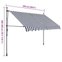  Ręcznie zwijana markiza z LED, 250 cm, niebiesko-biała