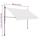  Ręcznie zwijana markiza z LED, 300 cm, kremowa