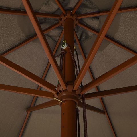 Parasol ogrodowy na drewnianym słupku, 330 cm, taupe Parasol ogrodowy na drewnianym słupku, 330 cm, taupe