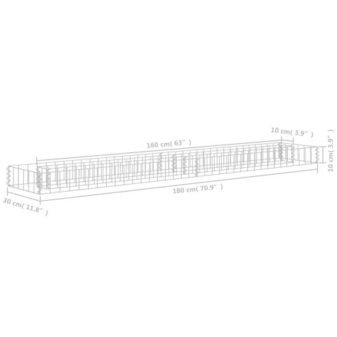 Podwyższona donica gabionowa, galwanizowana stal, 180x30x10 cm Podwyższona donica gabionowa, galwanizowana stal, 180x30x10 cm