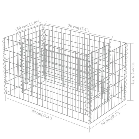 Podwyższona donica gabionowa, galwanizowana stal, 90x50x50 cm Podwyższona donica gabionowa, galwanizowana stal, 90x50x50 cm