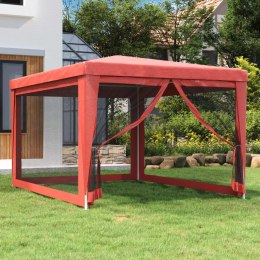  Namiot imprezowy z 4 ścianami z siatki, czerwony, 3x4 m, HDPE