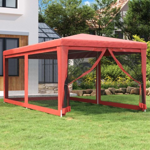  Namiot imprezowy z 6 ścianami z siatki, czerwony, 3x6 m, HDPE