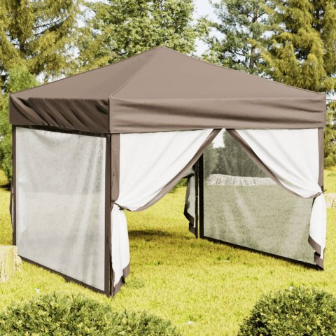  Składany namiot imprezowy ze ściankami, taupe, 3x3 m