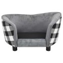 VidaXL Sofa dla psa, szara, 68x38x38 cm, pluszowa