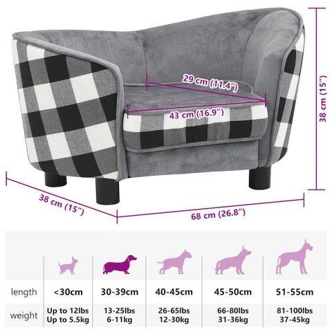 Sofa dla psa, szara, 68x38x38 cm, pluszowa Sofa dla psa, szara, 68x38x38 cm, pluszowa
