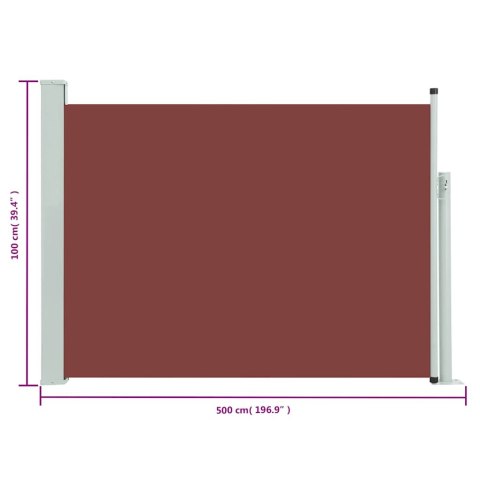 Wysuwana markiza boczna na taras, 100 x 500 cm, brązowa Wysuwana markiza boczna na taras, 100 x 500 cm, brązowa