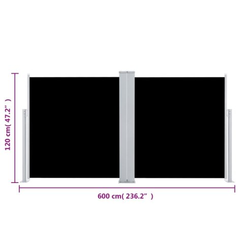 Zwijana markiza boczna, czarna, 120 x 600 cm Zwijana markiza boczna, czarna, 120 x 600 cm