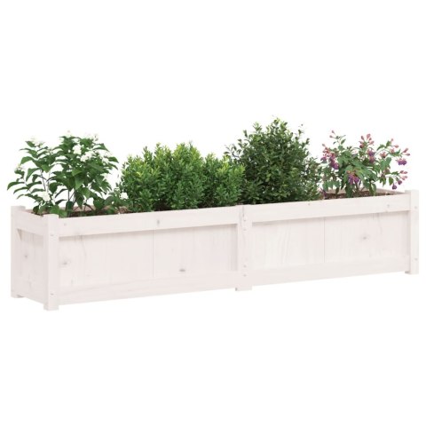 Donica ogrodowa, biała, 150x31x31 cm, lite drewno sosnowe Donica ogrodowa, biała, 150x31x31 cm, lite drewno sosnowe
