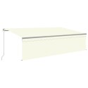  Ręcznie zwijana markiza z zasłoną i LED, 5x3 m, kremowa