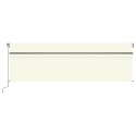  Ręcznie zwijana markiza z zasłoną i LED, 5x3 m, kremowa
