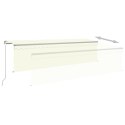  Ręcznie zwijana markiza z zasłoną i LED, 5x3 m, kremowa
