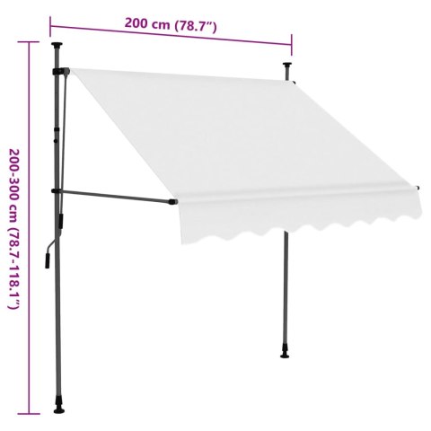 Ręcznie zwijana markiza z LED, 200 cm, kremowa Ręcznie zwijana markiza z LED, 200 cm, kremowa
