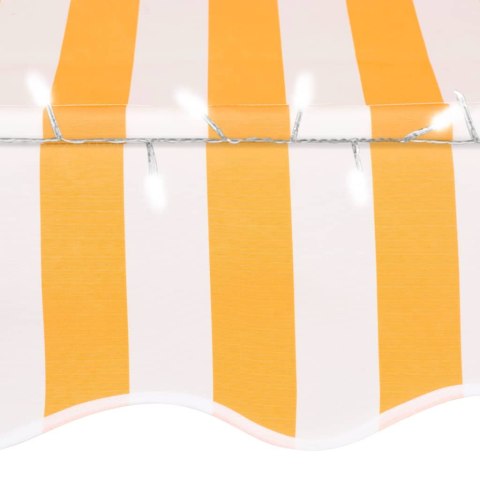 Ręcznie zwijana markiza z LED, 300 cm, biało-pomarańczowa Ręcznie zwijana markiza z LED, 300 cm, biało-pomarańczowa