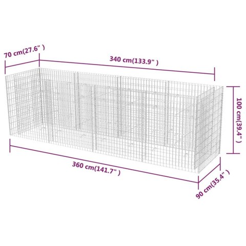 Podwyższona donica, ze stali 360 x 90 x 100 cm Podwyższona donica, ze stali 360 x 90 x 100 cm