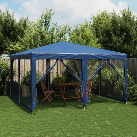  Namiot imprezowy z 8 ścianami z siatki, niebieski, 4x4 m, HDPE